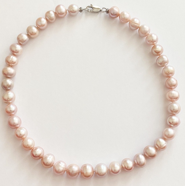 Кольє з натуральними перлами рожевими (овал, 9-12x9-10 мм) kpn1sl, Рожевий